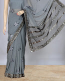 Grey Embroidery Saree with Sequins