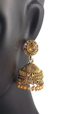 Stone Studded Golden Jhumki Earring