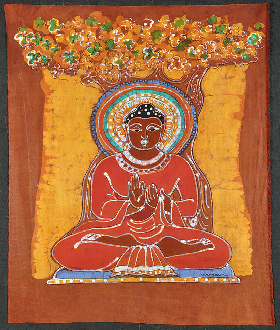 Lord Buddha Seated Under Bothi Tree - Fine Batik Painting