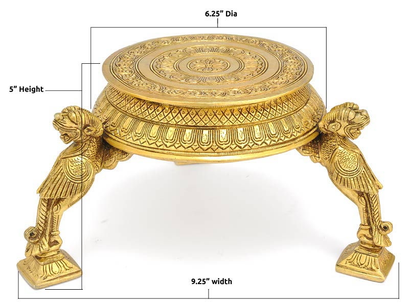 Decorative Brass Chowki with Yalli Motif