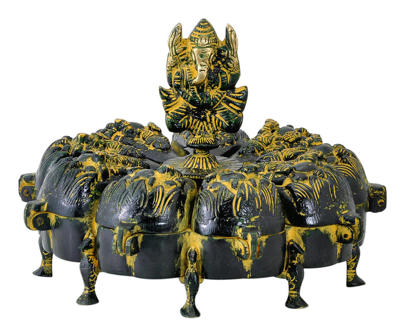 Ganesha Sindoor Vermilion Brass Box 7"