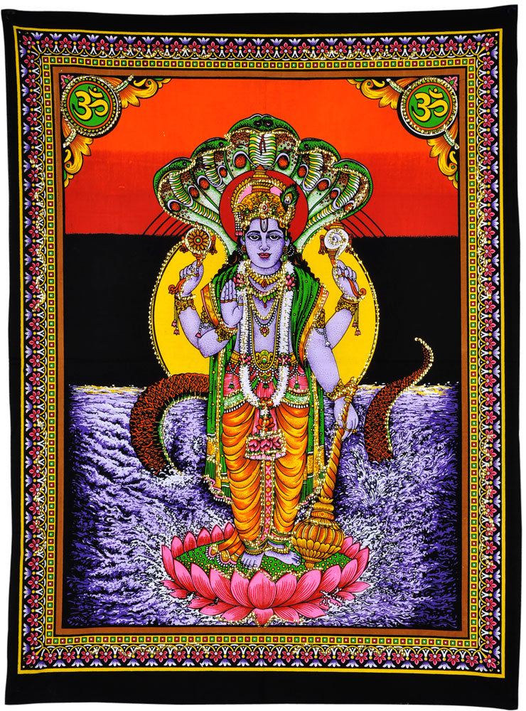 Lord Vishnu Print on Cloth with Sequin Work