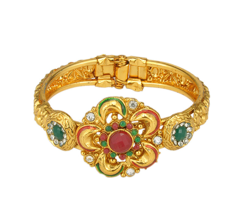 Gold Plated Traditional Bangle Studded with Stones