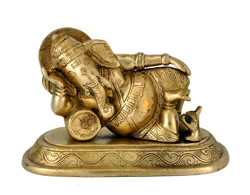 Resting Ganesha - Brass Statue