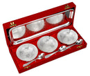 Silver Plated 3 Pc Bowl Set with 3 Spoon & 1 Serving Tray