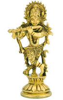 Beautiful God Krishna - Miniature Brass Statue 4.5"