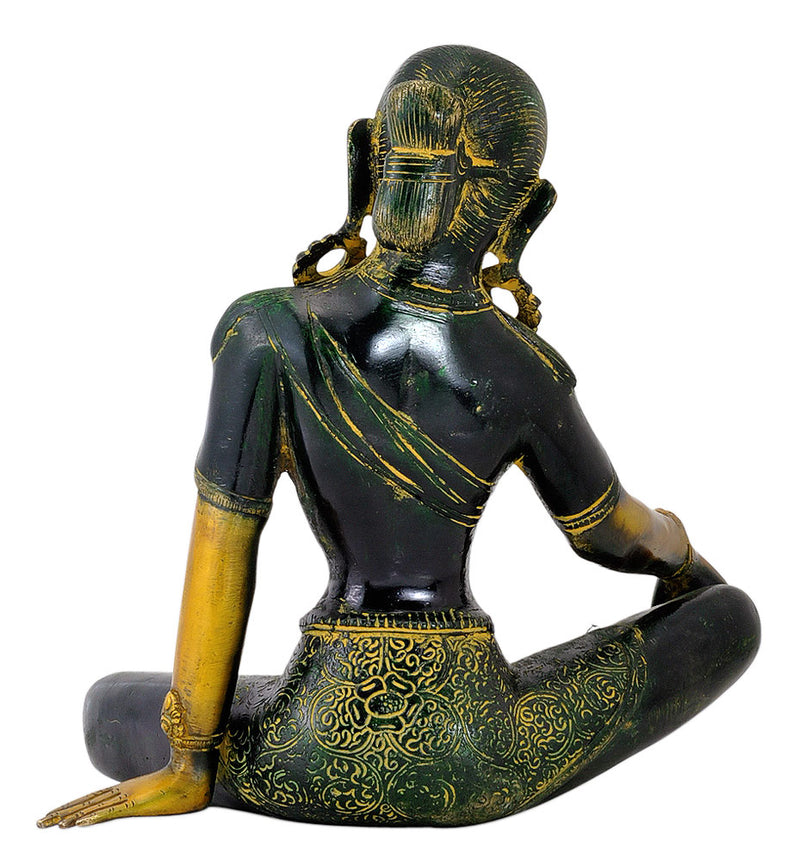 Seated Goddess Green Tara Brass Figure