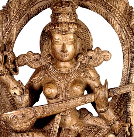 Goddess of Art & Knowledge - Wood Sculpture