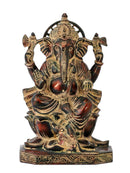 Antiquated Lord Ganpati Deva Brass Sculpture