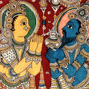 King Dashrath and His Wifes - Kalamkari Painting  42"
