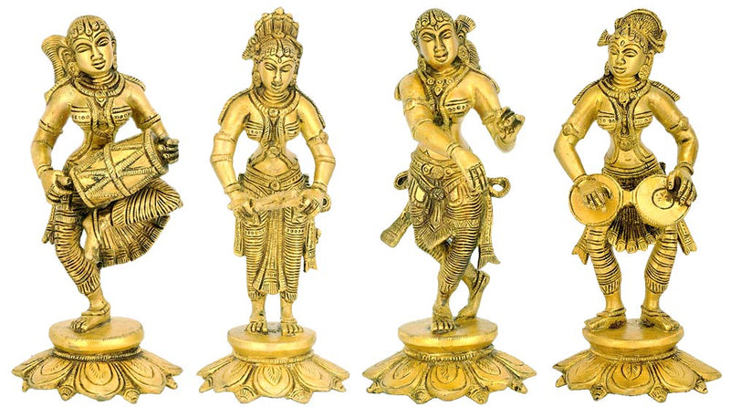 Female Musicians of Medieval India - Set of 4 Statues