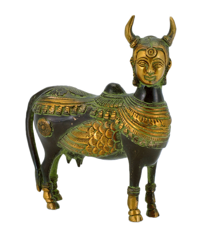Kamadhenu Cow in Golden Black Finish