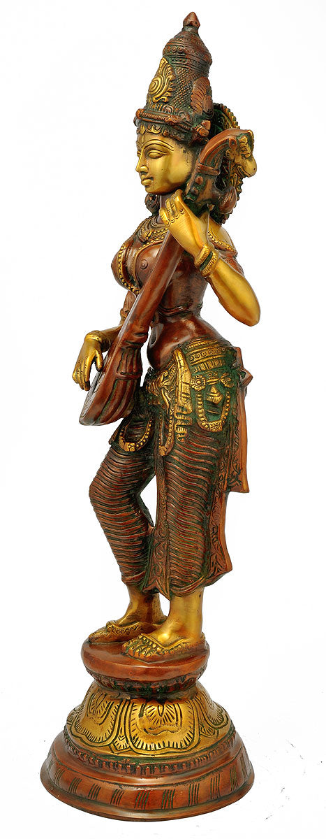 Devi Saraswati Playing Veena 28" Statue
