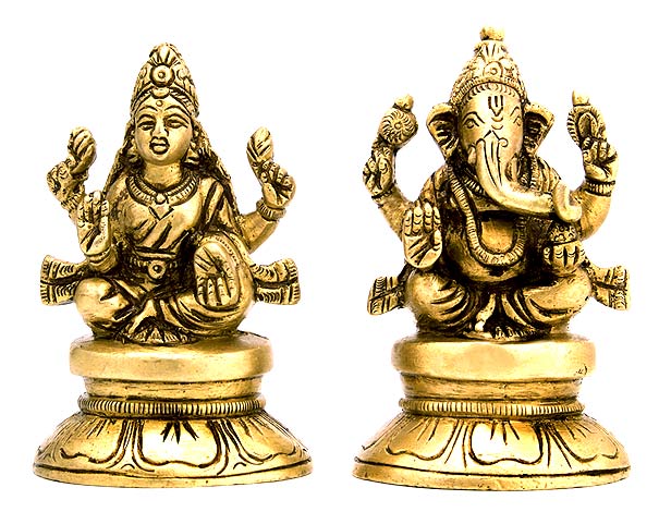 Laxmi Ganesh - Brass Idols for Puja House