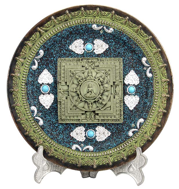 'The Buddha Mandala' Brass Plate with Stand