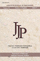 Jadavpur Journal of Philosophy Vol. 26 (no. 1) [Paperback] [Jan 01, 2017] Madhumita Chattopadhyay and Sashinungla Madhumita Chattopadhyay Sashinungla
