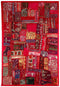 Cascading Crimson - Hand Embroidered Tapestry