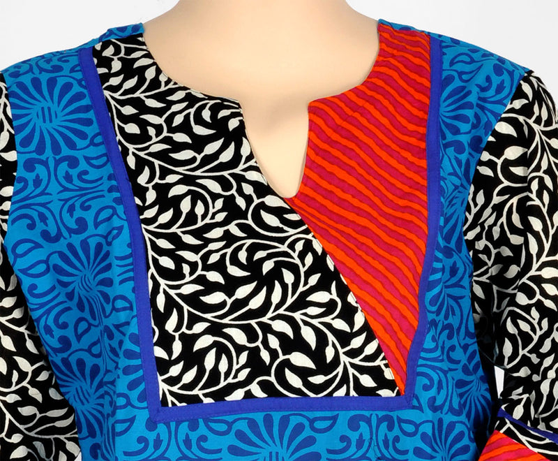 Blue Printed Cotton Kurta