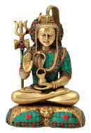 Blessing God Shiva Sculpture with Colored Mosaic