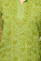 Cool Olive Green Embroidered Cotton Kurti
