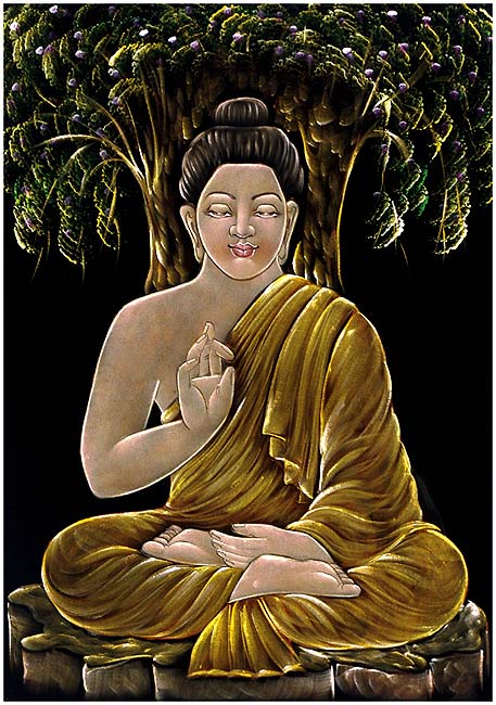 Serene Buddha - Black Velvet Painting