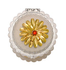 Round Glass Jewelry Box with Golden Flower
