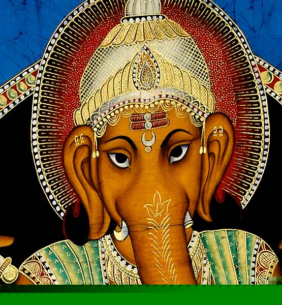 Mangal Ganesha with Modaks - Batik Painting