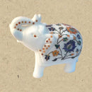 Alabaster Stone Elephant with Floral Inlay