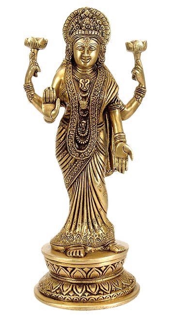"Devi Luxmi" Goddess of Prosperity - Brass Sculpture