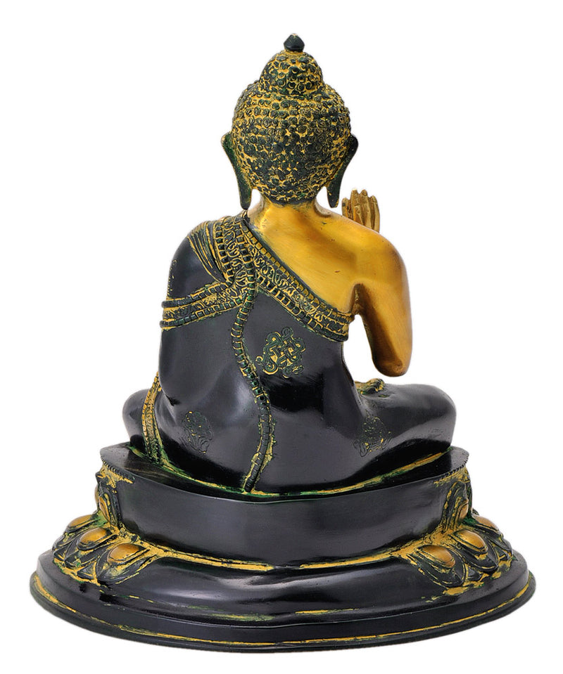 Meditating Half Closed Eyes Buddha Antiquated Figure 13.50"
