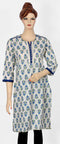 White Printed Cotton Kurta