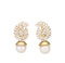 Golden White Studded Paisley Design Earrings