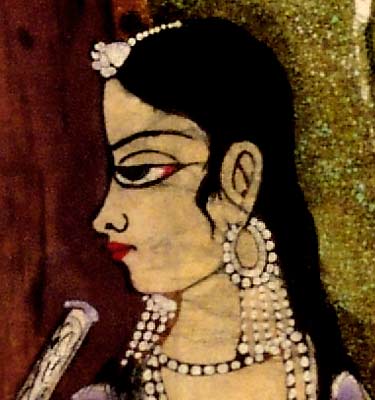 Radha Teases Krishna - Cotton Batik Painting
