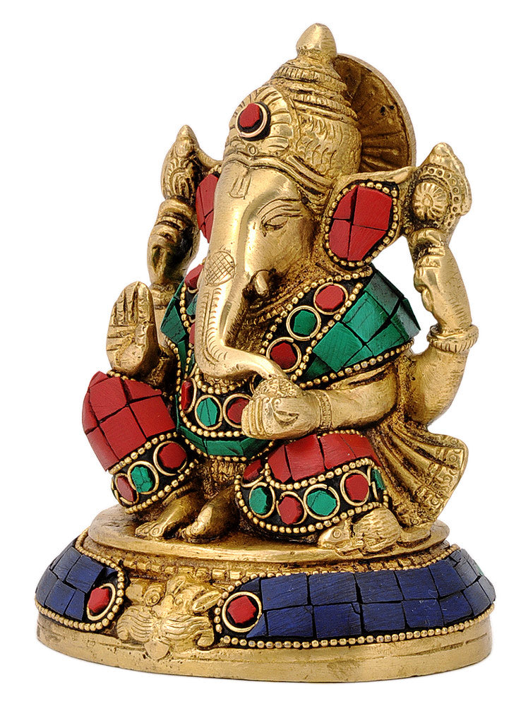 God Ganesha Figurine with Stones