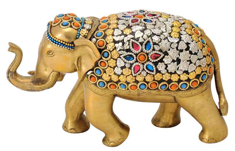 Decorative Brass Elephant with Bead Work