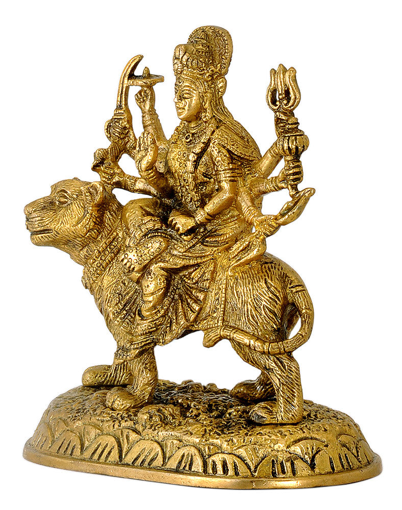 Goddess Durga Sculpture in Brass
