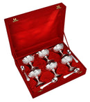 Silver Plated Ice Cream 6 Bowl Set Velvet Box Pack