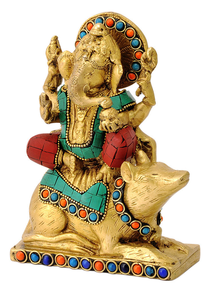 God Ganesha Seated on His Carrier Mouse