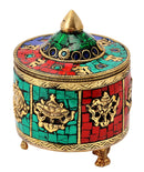 Buddhist Ritual Box with Aspicious Ashtamangala Signs