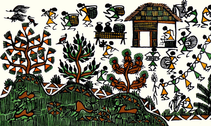 'Warli Village'  Folk Art Painting