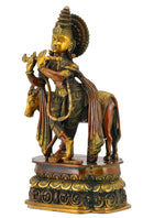 Fluting Krishna Brass Sculpture