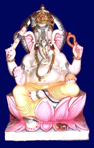 Marble Big Ganesha Sitting on a lotus