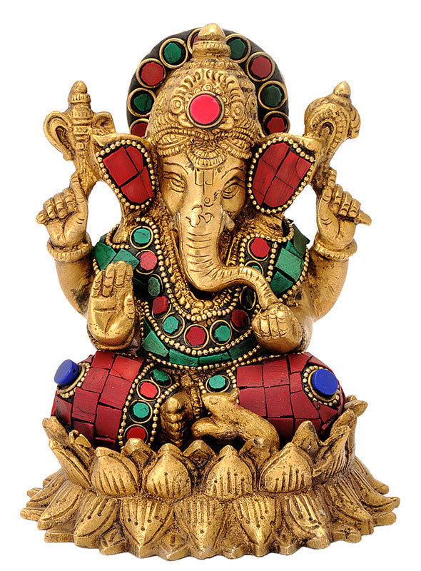 Lord Ganesha Seated on Lotus Base