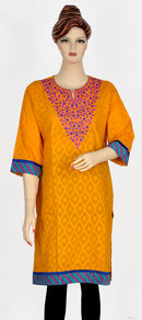 Orange Long Cotton Kurta