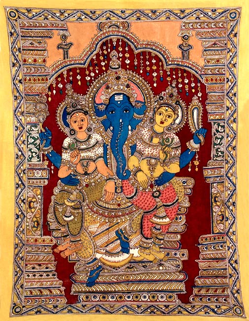 Lord Ganesha With Consorts - Riddhi Siddhi