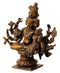 Antiquated Five Headed Lord Shiva with Parvati Brass Statue
