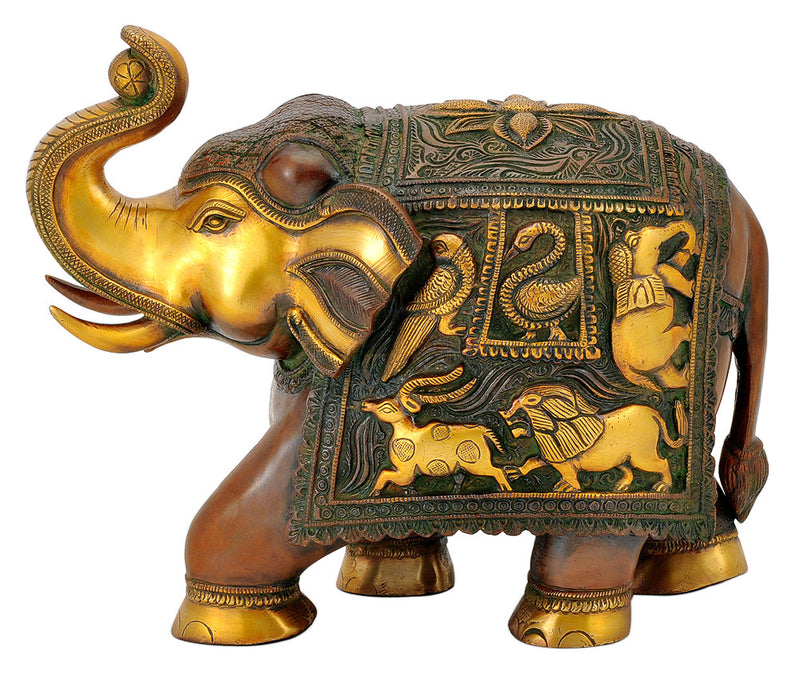 Brass Elephant in Golden Brown Finish