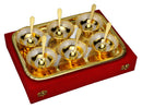 Silver Plated Golden Finish Ice Cream Bowl Set of 6 Pcs