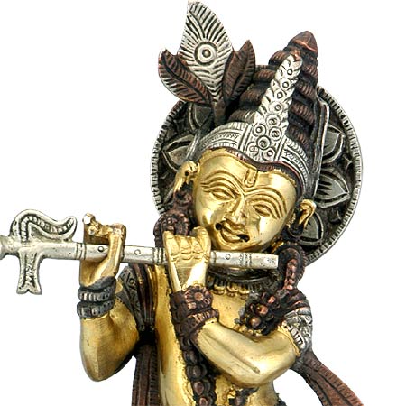 Shri Krishna with Cow Fine Brass Sculpture