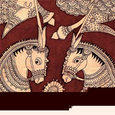 Royal Horses - Kalamkari Painting